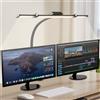 MeoYlaery Lampada da Scrivania a LED, 24W Doppia Testa Luce per Monitor PC, Super Larga e Luminosa, 5 Temperatura Colore e 5 Livelli Luminosità