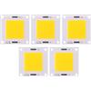 UPQRSG Chip LED COB da 5 Pezzi, Chip Lampada Integrata COB Ad Alta Potenza da 50 W, Chip LED per Illuminazione con Proiettore Fai da Te, 5000LM, DC 12~14 V, 1,57 X 1,57 Pollici(Bianco Caldo)