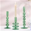 Glasseam Set di 3 portacandele in vetro, verde per candele a candelabro, eleganti portacandele per centrotavola, portacandele conico per decorazioni per cene di Natale