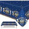 GROVBLE Tovaglia per 60° compleanno, 2 pezzi, decorazione per feste | Decorazione per 60° compleanno, tovaglia per feste di compleanno, lavabile, per uomini e donne, 137 x 274 cm