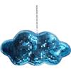 MFGDISCO Sfera da discoteca blu a forma di nuvola, bella decorazione per specchio da appendere con catena, sfera riflettente di luce retrò per la decorazione della casa, ornamenti per specchio discoteca