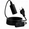 Flomiara Cavo Schuko con 303 interruttori e portalampada E14, attacco E14 con spina max. 60 W, 250 V, attacco per stelle di Natale, stelle di carta, ecc. Attacco per lampadine di colore nero