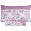 SaRani Completo Lenzuola Letto Matrimoniale in Flanella di Cotone con Motivo Floreale (Fiori Rosa, Matrimoniale)