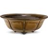 CERTRE - Vaso Bonsai Rotondo in Gres, Modello Bologna, Made in Italy, Colore Crema Catalana Chiara (Smaltato)| Misure esterne 26x9,5 cm
