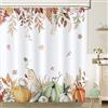 Bonhause Tenda Doccia Autunno Zucca Foglie d'acero Thanksgiving Pianta Tende per Doccia in Poliestere Impermeabile Antimuffa Lavabile Tende Bagno 180 x 180 cm con 12 Ganci