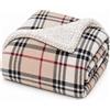 Corredocasa Coperta Plaid in Pile e Sherpa Morbidissima - Calda Coperta Invernale Letto Singolo Piazza e Mezza - Idea Regalo Natale Soffice Avvolgente - Plaid Copriletto (160x210 cm, Tartan Beige Elegante)
