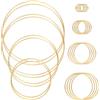 Tanstic Set di 24 anelli a forma di cerchio, color oro, 35 mm-200 mm, 8 misure, anelli macramè, cerchi floreali in metallo, cerchi macramè per decorazioni domestiche, artigianato fai da te e da