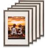 Anhow Cornice A3, Set di 5 Cornici Portafoto 29.7 x 42 cm con Passepartout per foto di dimensioni A4 / 21x29,7 cm, per la Decorazione Tavolo e Parete Appesa - Marrone/PVC