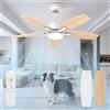 Mefine Ventilatore da Soffitto con Luce e Telecomando Silenzioso, 106cm Dimmerabile Lampada Ventilatore da Soffitto con 5 Pale Doppie, Legno Chiaro/Bianco per Camera da Letto, Soggiorno