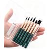 Chie no fukuro Pennelli Acquerello per Miniature Include 6 Pennelli da Viaggio in Verde | Set Pennelli Pittura Compatto e Leggero per Schizzi All'aperto, Pittura a Acquerello e Modellismo con Custodia Protettiva
