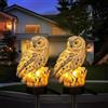 Hoofun Luci solari da giardino a forma di gufo, 2 pezzi, impermeabili, decorazione per esterni, lampada a LED ad energia solare, ornamenti per cortile, patio, giardino paesaggio illuminazione (bianco)