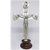 GTBITALY 10.064.30 croce con base legno crocefisso terzo millennio argento padre figlio spirito santo pace comunione