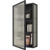 PHSP pensile Armadio A Muro Pensile Soggiorno Pensile per Camera da Letto Mobiletto Portaoggetti in Vetro Ad Anta Singola Mobiletto Cucina Bagno (Color : Black, S : 60 * 50 * 15cm)