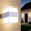 VivaLet LED Applique da Esterno/Interno Moderne 12W 1200LM, Lampada da Parete per Esterno Alluminio 3000K, IP65 Luce da Esterno per Comodino, Giardino, Camera da Letto, Soggiorno, Balcone, Bianco