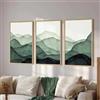 PVPQPR 3 pezzi su tela poster astratto montagne verdi inchiostro lavaggio paesaggio stampa immagine per decorazione soggiorno 40x60 cm 3x senza cornice