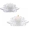 OCEANO Set 2 Portacandele in Vetro Fiore di Loto con 2 Candele Incluse Centrotavola Trasparente Elegante per Tealight Candelabro Decorativo per Casa Matrimonio Serata elegante Soggiorno