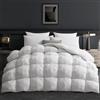 Deodar Piumino in Piuma d'Oca Singolo Invernale, 135X200cm Per 4 Stagioni, Tessuto Puro Cotone Biologico, Traspirante, Lavabile, Approvato Öko-Tex e RDS, 420 gr/m², Bianco