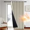 Deconovo Tenda Oscurante Termica Doppio Strato, Antivento, Pesante, Isolante per Freddo e Caldo, Adatta per Finestre e Porte, 280x160 CM, Beige Chiaro, 1 Pezzo - Certificata Oeko-Tex® Standard 100