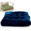 LUPATDY Cuscino da pavimento, portatile, con manico, 40 x 40 cm, cuscino da yoga per sedersi a terra, in velluto trapuntato, quadrato, comodo per cucina, sgabello da bar e terrazza (blu scuro)