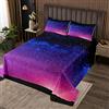 Tbrand Copriletto trapuntato con galassia 3D Universo Nebulosa Copriletto Blu Viola Cielo stellato Notte Set Trapuntato Stella Pianeta Spazio Esterno Collezione camera da letto 2 pezzi Singolo