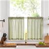TOPICK Tenda Cucina Tende Corte Piccole 90Lx60A cm 2 Pannelli Verde | stile country tenda da bistrot, balcone, porta finestra, roulotte, corte, semi-trasparenti, rustiche, soggiorno, doccia