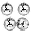 COSORO Disco Mirror Ball,4 Pezzi Disco Ball Decorazioni,Palla Discoteca per Torte Decorazioni,Alberi di Natale,Ghirlande Natalizie,Festa da ballo Matrimonio Compleanno Carnevale,Scintillante,Argentata(8cm)