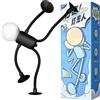 LetCart Luce Notturna Sportiva, Luci Notturna A Forma Di Simpatico Omino Divertente Con Ventosa, Mini Lampada A Lampadina Carina Fai-Da-Te, Per Camerette, Scrivanie, Decorazioni Per La Casa (Nero)