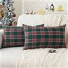 Jayusaror Cuscini Natalizi per Divano Verde e Rosso 30x50 Tartan Scozzese Copricuscini Natalizie Decorativi Plaid Morbidi Christmas Natalizio Federe Cuscini Natale Decorazioni per Casa 2 Pezzi