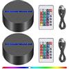 Apritsce 2 Pezzi Base LED, Base Luminosa A Led con Telecomando, Base per Lampada Notturna A LED 3D con 16 Colori Dimmerabili per Camera da Letto, Cameretta Dei Bambini, Soggiorno, Bar