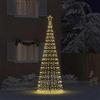 ACAGALA Albero di Natale a LED con picchetti, 400 cm, 800 LED, a forma di cono, illuminato, per esterni, con stella, albero di Natale con picchetti, decorazione natalizia, piramide luminosa, bianco