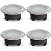 SSC-LUXon VISKOS Argento - 4 Faretti Incasso Pavimento Piatti GX53 IP67 | extra piatto, carrabile fino a 2 tonnellate, doppio vetro satinato e trasparente, attacco GX53, senza lampadina