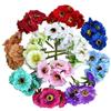 Rikyo 60 mini teste di papavero artificiali e stelo morbido, 45 mm, piccoli fiori di anemone con foglie verdi, per fai da te, matrimoni, fermagli per capelli da sposa, torte, corpetto da polso, bouquet