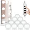 Retoo 10 luci a LED per specchio Hollywood, per trucco, per specchio cosmetico, 3 colori, 4.8 x 3.2 x 4 cm, Bianco