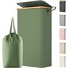 Lifewit Cesto Portabiancheria Salvaspazio, Cesta Biancheria Sporca con Coperchio, Porta Biancheria Sporca Slim per Bagno, Laundry Basket per Camera da Letto, Bagno, Lavanderia, 70 L, Verde
