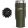 Thermos Stainless King Bicchiere da Viaggio Acciaio Inox 470ml Verde | isolamento sottovuoto, verde militare, mantiene caldo e freddo, ermetico, senza BPA, doppia parete, acciaio 18/8