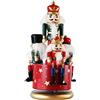 LINGSFIRE Carillon in legno per schiaccianoci con 4 soldati, con meccanismo a orologio e base rotonda per decorazione domestica, decorazione per festival decorazioni natalizie idea regalo 21 cm(Rosso)