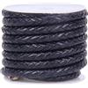 Blausky Cordino in vera pelle intrecciata, rotondo, 5 mm x 1 m, vintage, per gioielli fai da te, bracciali, collane, portachiavi, blu scuro
