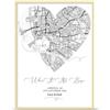 Metahoga Custom Dove Tutto è Iniziato Mappa del Cuore Wall Art | Dimensioni A3 e A4, Opzioni di telaio e Unframe, Regalo romantico per ragazzo o ragazza, marito o moglie