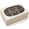 com-four® porta tè con 6 scomparti, scatola in legno con coperchio