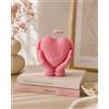 Generico Candela Artigianale in Cera di Soia, Forma Cuore tra le Mani, Decorazione Elegante, Disponibile in Più Colori (Rosa)