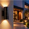 TOT ELECTRIC Applique Esterno a Cilindro GU10 Nero Luce Sopra e Sotto Up Down Lampada da Parete Moderna per Giardino Terrazzo Balcone Garage e Ingresso