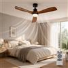 Thickoad 132 cm Ventilatore da soffitto con illuminazione e telecomando, motore DC silenzioso, 3 pale, 6 velocità, timer, 6 velocità, funzionamento estivo e invernale per camera da letto (nero)