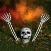 Huanmin Set di 3 decorazioni di Halloween, teschio e mani di scheletro per esterni, Decorazione realistica scheletro spaventoso e teschio in plastica per prato, giardino o scenografie a tema cimitero