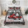 Homemissing Pupazzo di Neve Copripiumino 120x150cm Auto Natale | Traspirante Morbido Quadri Copripiumino 2 Pezzi Pupazzo di Neve Buon Natale Decorazione della Camera Nero Rosso