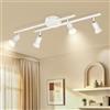 Ketom Faretti LED Soffitto 4 Luci, Faretto LED Interno da Soffitto GU10 | Binario Faretti Soffitto Bianco, Moderno Lampadario Faretti Orientabili, Faretti Cucina, Soggiorno, Ufficio, Senza Lampadina
