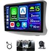 Hikity Autoradio Toyota Vitz XP10 Yaris Platz Echo Android 15 CarPlay Andro | 2+32 GB, GPS, con Wireless Carplay Android Auto Radio FM/RDS WiFi + Retrocamera + MIC - Autoradio 2DIN 9″