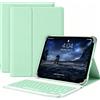 PDJPESH Custodia per tablet MUISOO C107/ MUIKB1004L, con tastiera magnetica rimovibile, supporto regolabile, visualizzazione multi-angolo, protezione completa, custodia antiurto in pelle PU (verde