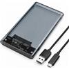 Ticfox Enclosure per disco rigido SATA USB 3.0 adatto per hard disk da 2,5 7/9,5 mm interfaccia SATA HDD/SSD (disco rigido non incluso) (grigio trasparente)