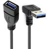 JSER Cavo di prolunga USB 3.0 da maschio a femmina di tipo A con angolazione verso l'alto, connettore Super Speed a 90 gradi, compatibile con spazi ristretti, HDTV, desktop, laptop (16cm)