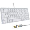 SSS·GRGB Tastiera compatta a 78 tasti con cavo per Mac, USB A/USB C plug and play, mini tastiera USB ultra sottile - 75% layout compatibile con Apple MacBook, iMac, Mac mini, Mac Pro, laptop, PC, bianco